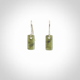 Hand carved small New Zealand jade drop earrings. Made by NZ Pacific from real jade.